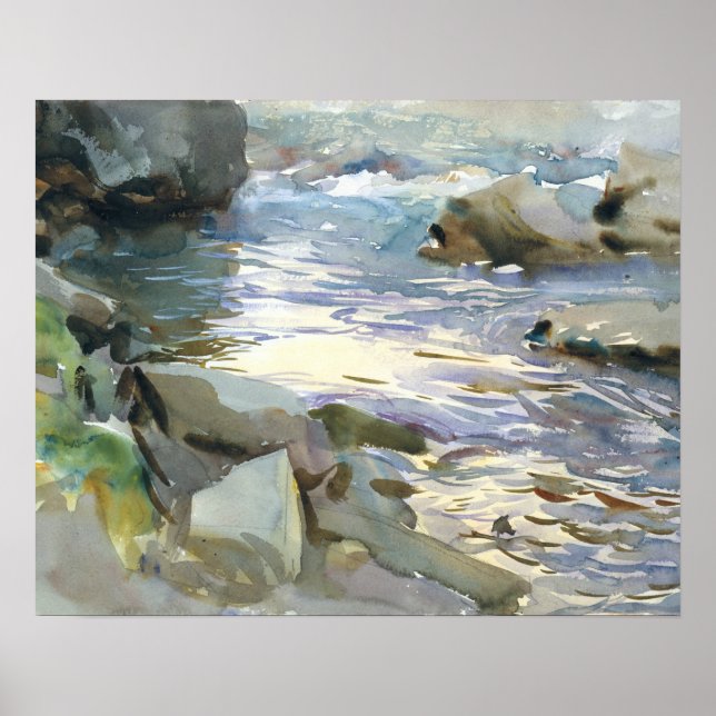 Poster John Singer Sargent - Stream e Rocks (Frente)