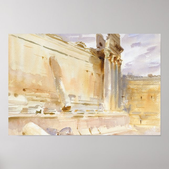 Poster John Singer Sargent - Templo de Baco, Baalbek (Frente)