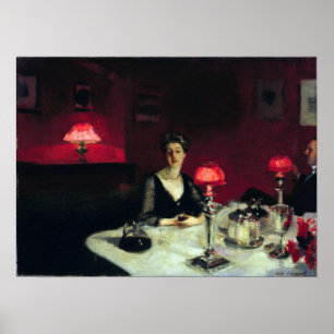 Poster John Singer Sargent uma mesa de comensal na noite