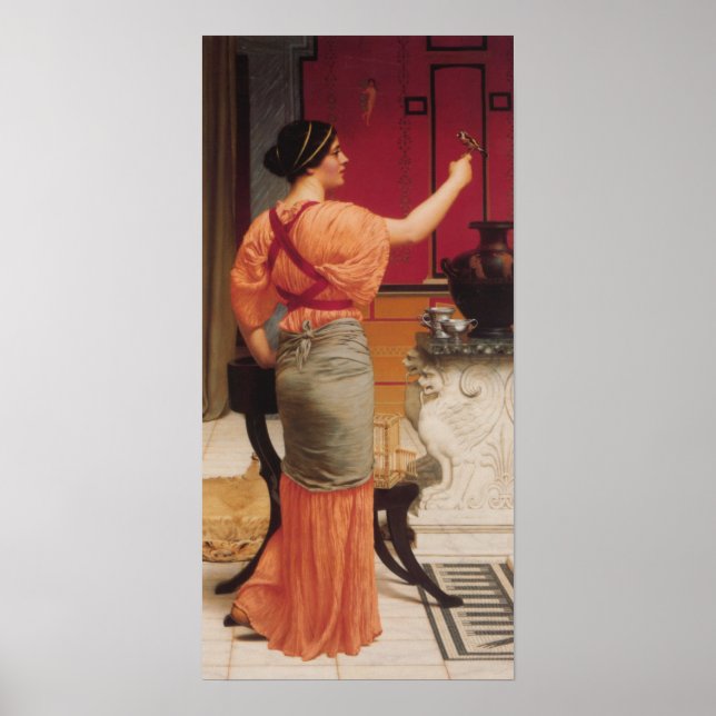 Póster John William Godward - Lesbia com seu Sparrow (Frente)
