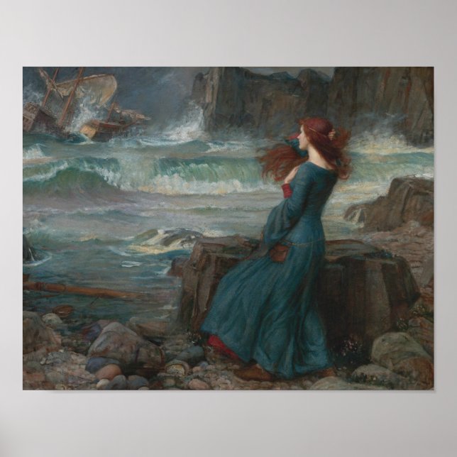 Poster John William Waterhouse - Miranda - O Tempest (Frente)