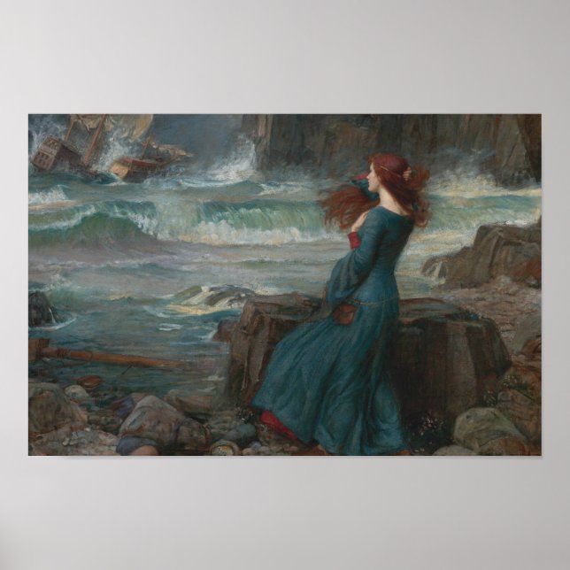 Poster John William Waterhouse - Miranda - O Tempest (Frente)