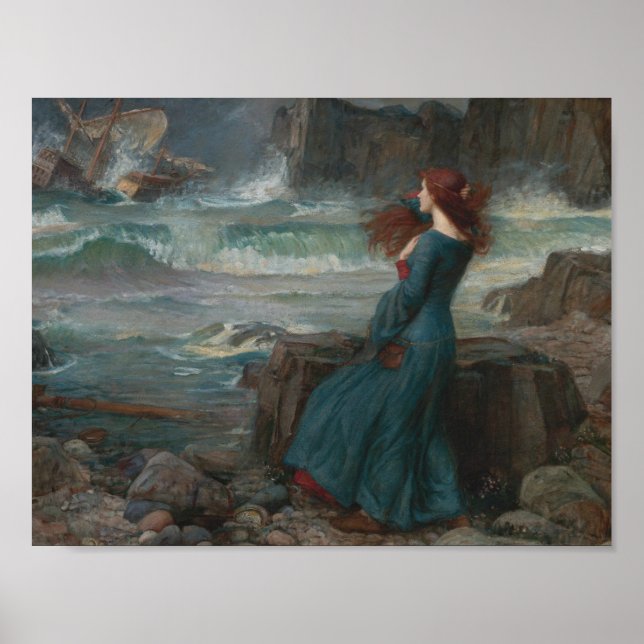 Póster John William Waterhouse - Miranda - O Tempest (Frente)