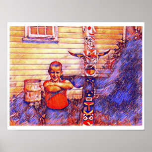 Poster Johnny e o Totem, Psych, Cartão-postal de Arte Mod