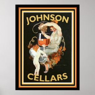 Poster Johnson Cellares Vintage Wine Ad 12 x 16