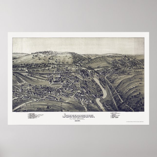 Póster Johnsonburg, PA Panorâmica - 1895 (Frente)