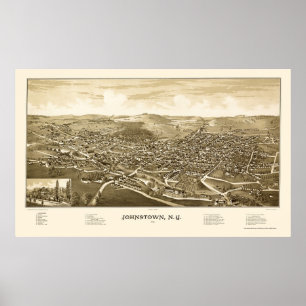 Póster Johnstown, NY Panoramic Map - 1888