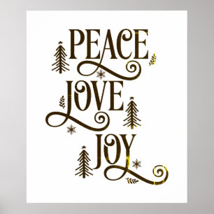Poster Joia do Amor pela Paz na Tipografia Russa Dourada