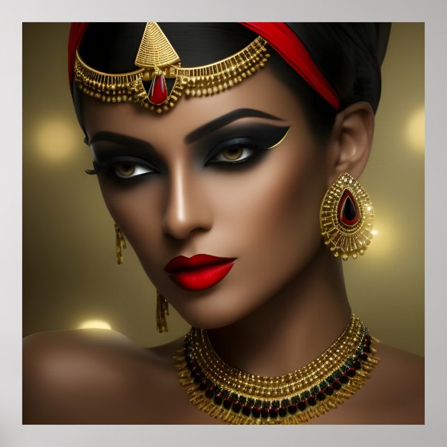 Poster Joias egípcias exóticas mulheres lindas dourado ve (Frente)
