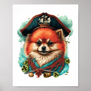 Poster jolly corgis in blue