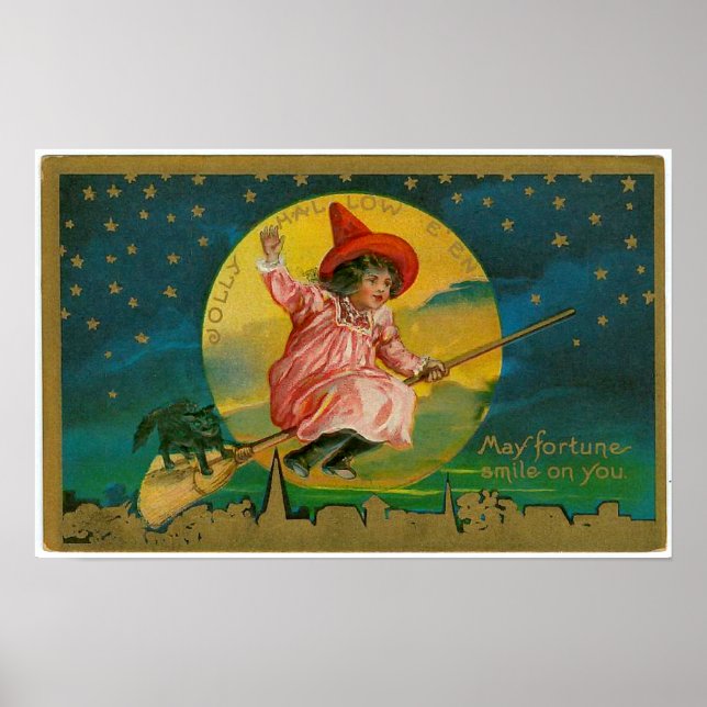 Póster Jolly Halloween Vintage Witch (Frente)