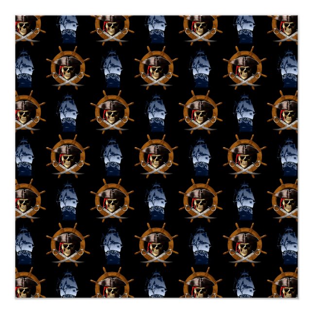 Póster Jolly Roger Pirate Wheel (Frente)