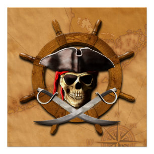 Póster Jolly Roger Pirate Wheel