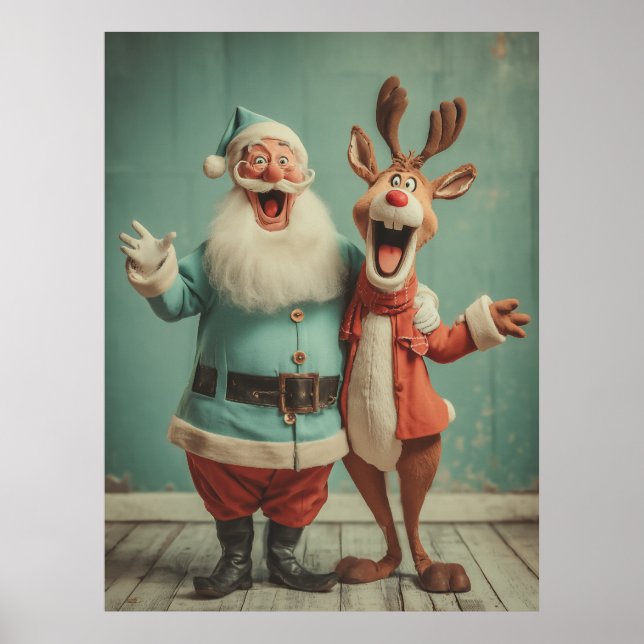 Poster Jolly Santa and Rudolph Cheer (Frente)