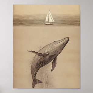 Poster Jonah e a baleia - Minimalista moderno