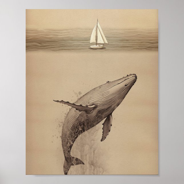 Poster Jonah e a baleia - Minimalista moderno (Frente)