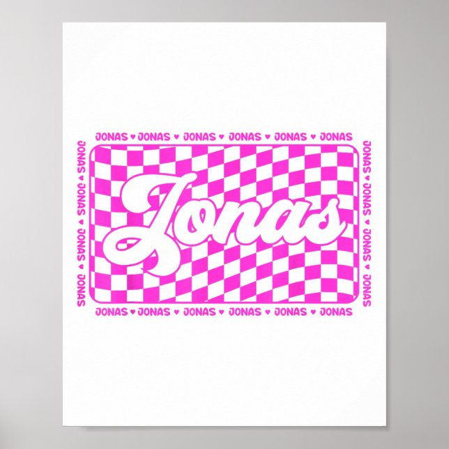 Poster Jonas Checkered First Name I Love Jonas Hearts 80 (Frente)