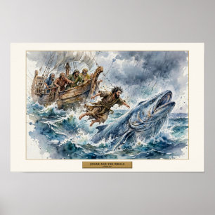 Poster Jonas e a Baleia — Aquarela Solta