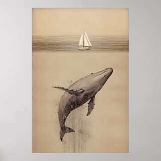 Poster Jonas E A Baleia Bíblico Aquarela Minimalista