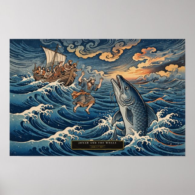 Poster Jonas e a Baleia — Ukiyo-e (Frente)