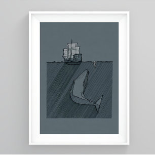 Poster Jonas e o Peixe, Arte de Parede de Jesus, Arte de 
