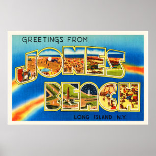 Póster Jones Beach New York NY Viagens vintage Souvenir