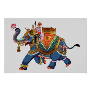 Póster Jornada do Elefante Real: Desenho Folclórico India