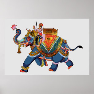 Poster Jornada do Elefante Real: Desenho Folclórico India