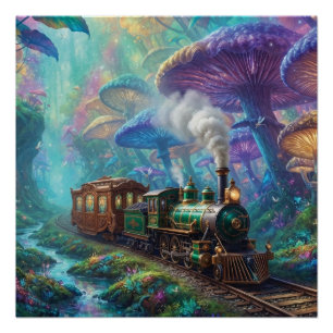 Póster Jornada Mágica de Trem pela Floresta de Cogumelos