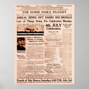 Poster Jornal de Página de Cheio Ausente Amelia Earhart 1