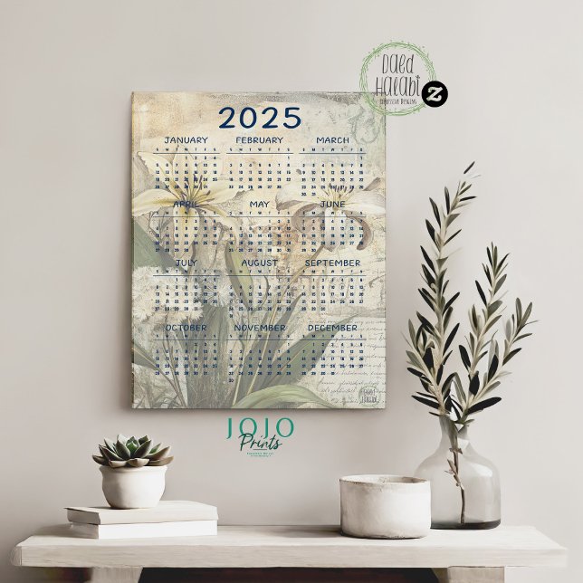 Poster Jornal Floral Vintage 2025 (2025 Vintage Floral Junk Journal Poster)