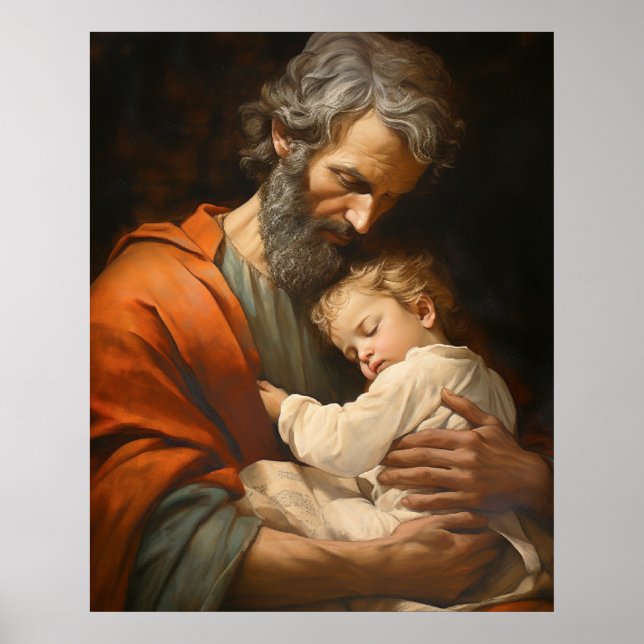Poster Joseph e a Criança Jesus Religiosa (Frente)