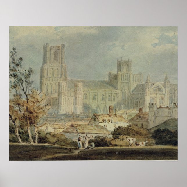 Póster Joseph Mallord William Turner | Vista de Ely Cathe (Frente)