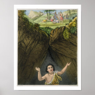 Poster Joseph moldou no poço por seus irmãos, de um b