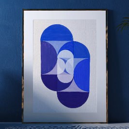 Poster Joseph Schillinger Key Blue. Abstrato geométrico