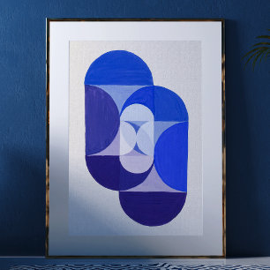 Poster Joseph Schillinger Key Blue. Abstrato geométrico