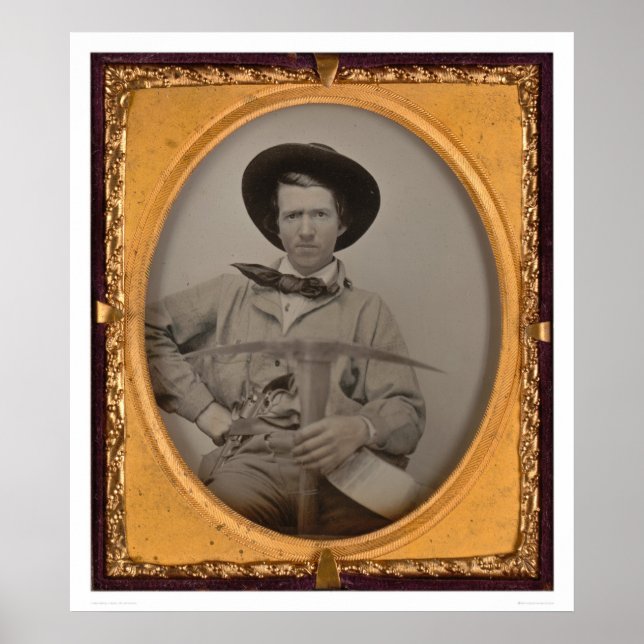 Póster Joseph Sharp, com uma picareta, frigideira e arma  (Frente)