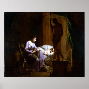 Poster Joseph Wright, de Derby Penelope, desvendando sua 