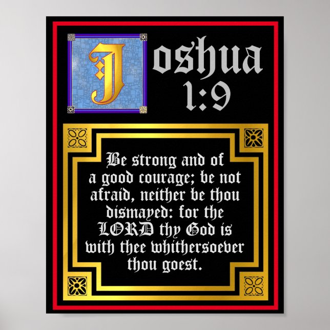 Poster Joshua 1:9 Bíblia iluminada do Antigo Testamento V (Frente)