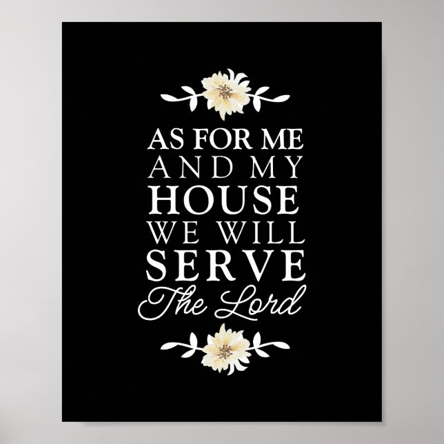 Poster Joshua 24:15 Para mim e minha casa Floral (Frente)