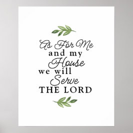 Poster Joshua 24:15 Para Mim E Minha Casa Greenery