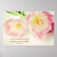 Joshua 24:15 Tulipas Rosa Vintage Verso-Bíblia