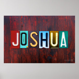 Póster JoshUA Licença Plate - Letra art Name Sinal
