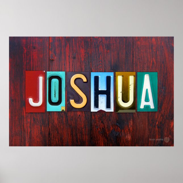 Póster JoshUA Licença Plate - Letra art Name Sinal (Frente)