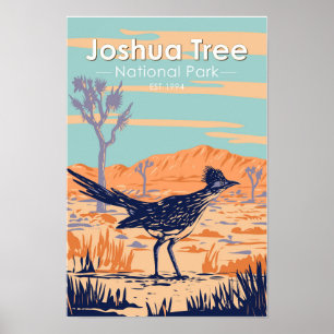 Poster Joshua Tree National Park Roadrunner Vintage