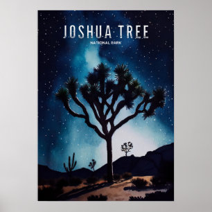 Poster Joshua Tree Stars Nightime Cactus