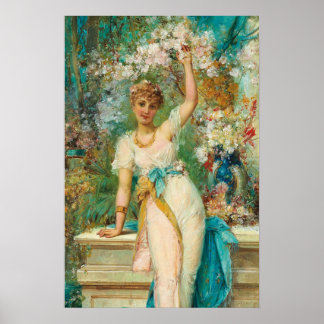 Poster Jovem Beleza com Tendrils Florais por Hans Zatzka