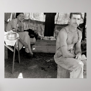 Póster Jovem Casal de Agricultores, 1939. Foto Antiga
