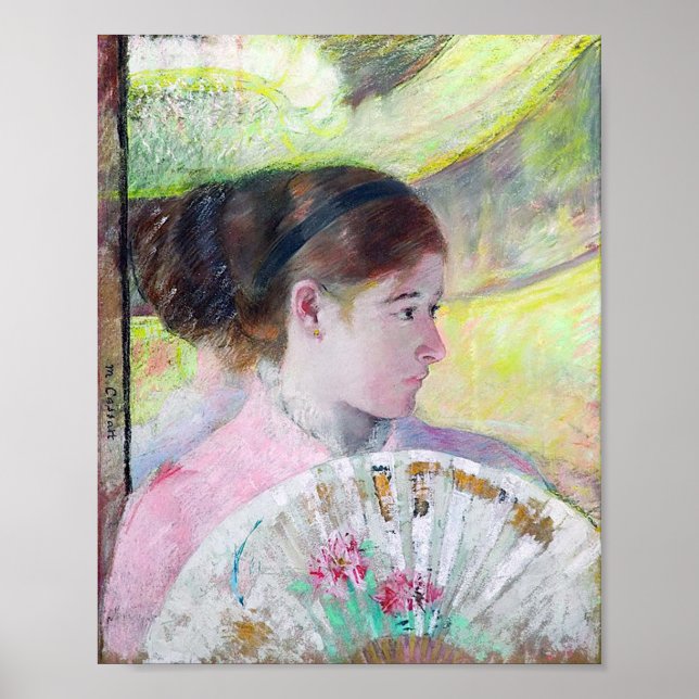 Poster Jovem dama com ventilador japonês, Mary Cassatt (Frente)