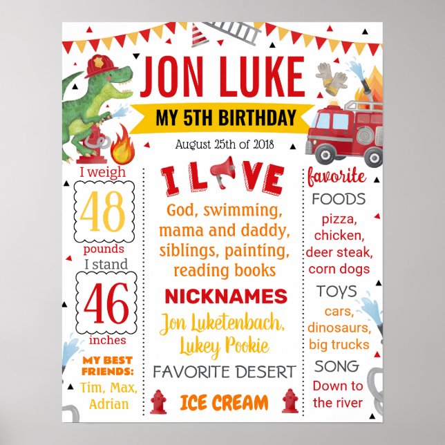 Poster Jovem Dino Bombeiro Bombeiro Jovem 1069 (Frente)